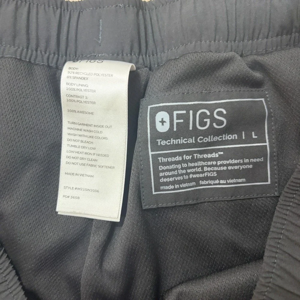 FIGS Tansen Freex Lined Joggers Black Mens L Scrub Uniform Work Medical Pockets